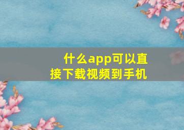 什么app可以直接下载视频到手机