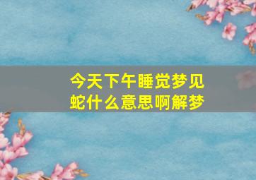 今天下午睡觉梦见蛇什么意思啊解梦