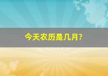 今天农历是几月?