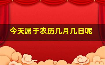 今天属于农历几月几日呢