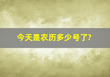 今天是农历多少号了?