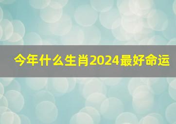 今年什么生肖2024最好命运