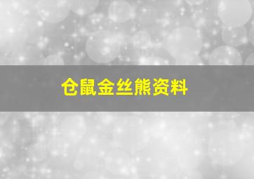 仓鼠金丝熊资料