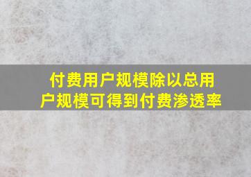 付费用户规模除以总用户规模可得到付费渗透率