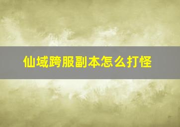 仙域跨服副本怎么打怪