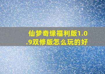 仙梦奇缘福利版1.0.9双修版怎么玩的好