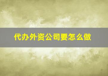 代办外资公司要怎么做