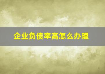 企业负债率高怎么办理