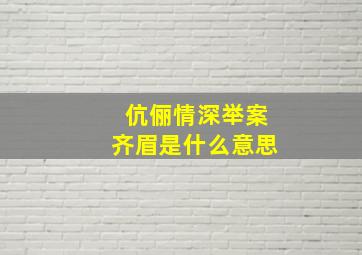 伉俪情深举案齐眉是什么意思