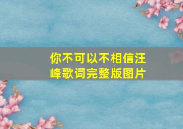 你不可以不相信汪峰歌词完整版图片