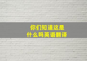 你们知道这是什么吗英语翻译