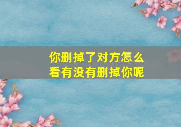 你删掉了对方怎么看有没有删掉你呢