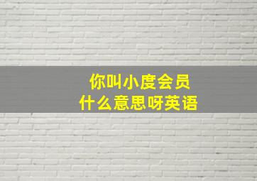 你叫小度会员什么意思呀英语