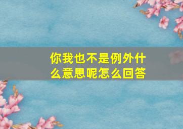 你我也不是例外什么意思呢怎么回答