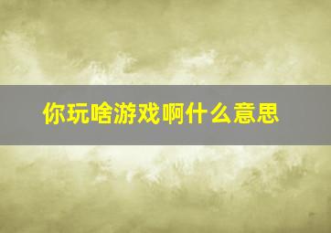 你玩啥游戏啊什么意思