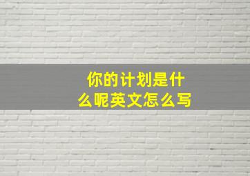 你的计划是什么呢英文怎么写