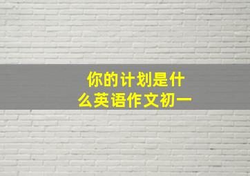 你的计划是什么英语作文初一