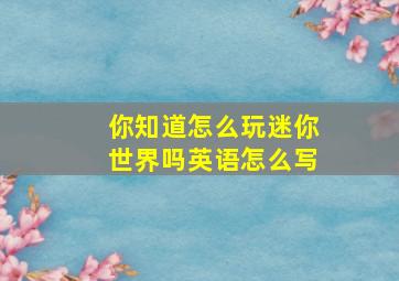 你知道怎么玩迷你世界吗英语怎么写