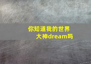 你知道我的世界大神dream吗