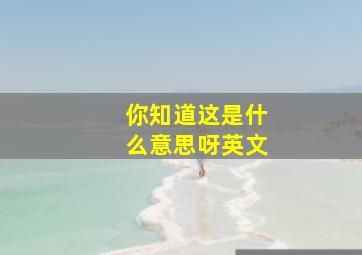 你知道这是什么意思呀英文