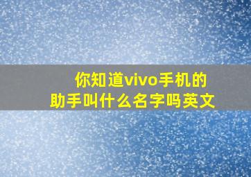 你知道vivo手机的助手叫什么名字吗英文