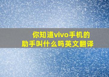 你知道vivo手机的助手叫什么吗英文翻译