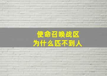 使命召唤战区为什么匹不到人