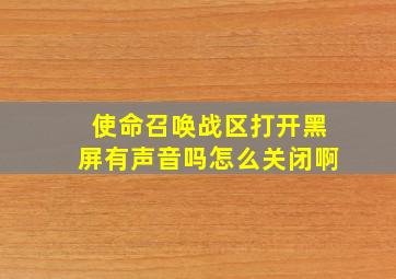 使命召唤战区打开黑屏有声音吗怎么关闭啊