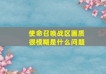 使命召唤战区画质很模糊是什么问题