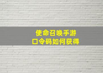 使命召唤手游口令码如何获得