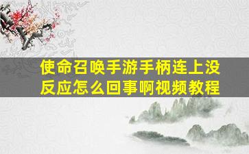 使命召唤手游手柄连上没反应怎么回事啊视频教程