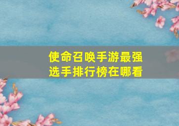 使命召唤手游最强选手排行榜在哪看