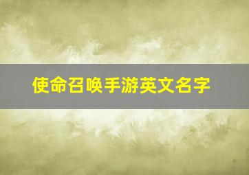 使命召唤手游英文名字