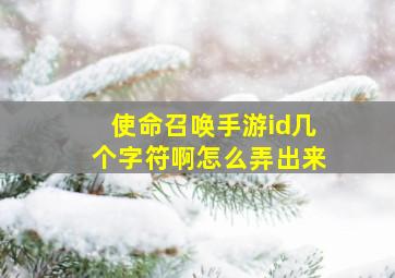 使命召唤手游id几个字符啊怎么弄出来