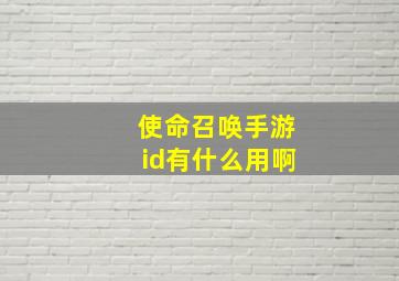 使命召唤手游id有什么用啊