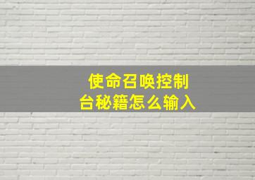 使命召唤控制台秘籍怎么输入