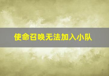 使命召唤无法加入小队