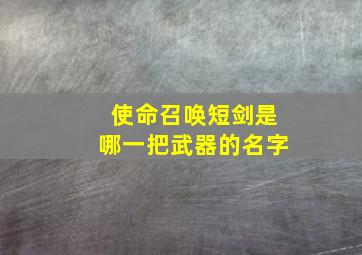 使命召唤短剑是哪一把武器的名字