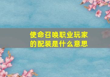 使命召唤职业玩家的配装是什么意思