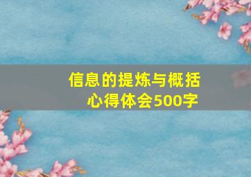 信息的提炼与概括心得体会500字