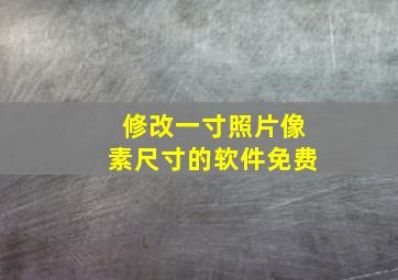 修改一寸照片像素尺寸的软件免费