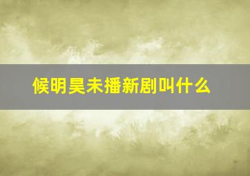 候明昊未播新剧叫什么