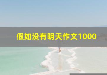 假如没有明天作文1000