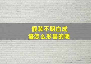 假装不明白成语怎么形容的呢