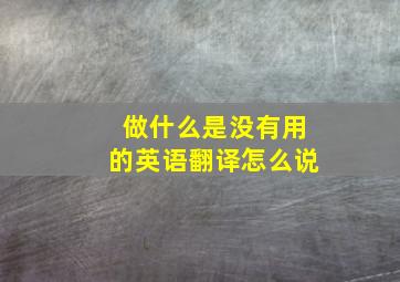 做什么是没有用的英语翻译怎么说