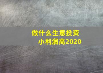 做什么生意投资小利润高2020