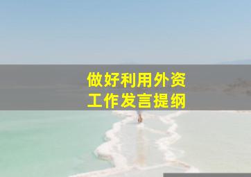 做好利用外资工作发言提纲