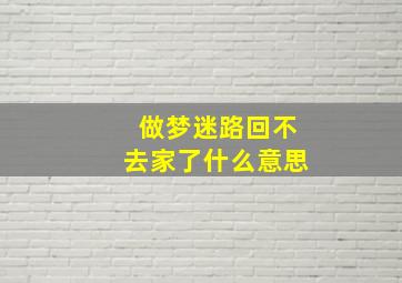 做梦迷路回不去家了什么意思