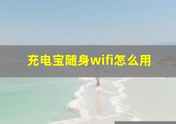 充电宝随身wifi怎么用