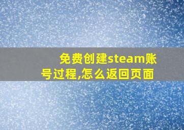 免费创建steam账号过程,怎么返回页面